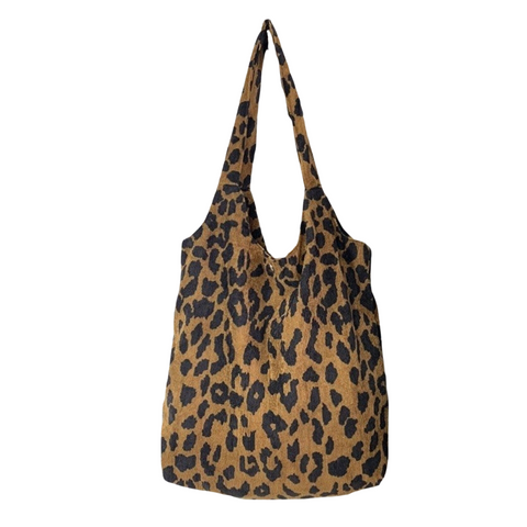 Leopard Print Fabric Shoulder Bag