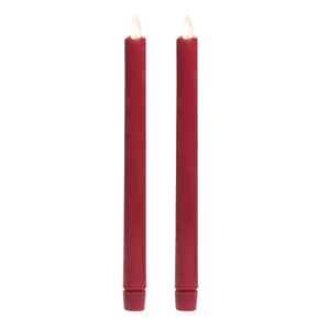LED Red Taper Candles Set of 2