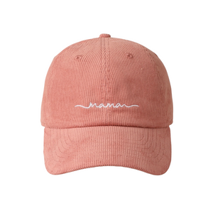 Mama Embroidered Cursive Lettering Mauve Corduroy Baseball Cap