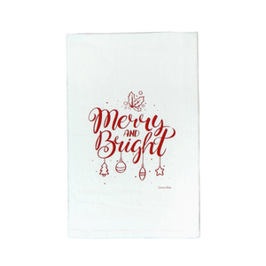 Merry and Bright Christmas Kitchen Tea Towel