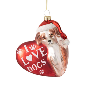 I Love Dogs Christmas Ornament
