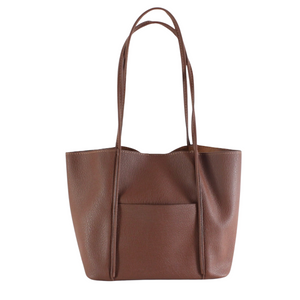 Brown Front Pocket Tote Bag