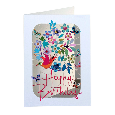 Floral Happy Birthday Laser Cut Card