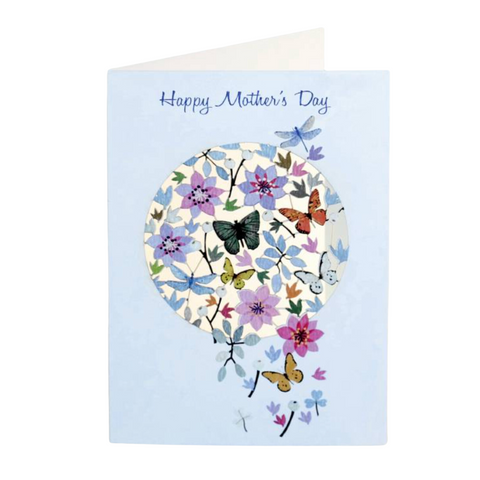 beautiful floral and butterflies happy mother's day laser card card