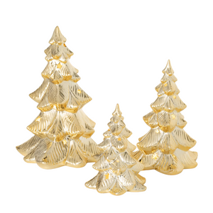 LED Lighted Gold Christmas Trees