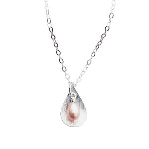 Pink Pearl Petal Sterling Silver Necklace