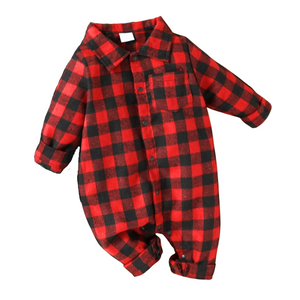Red & Black Plaid Long Sleeve Baby Jumper