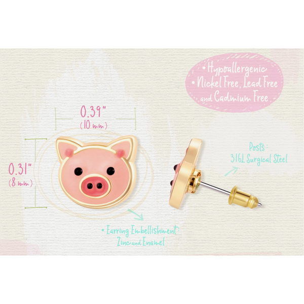 Pink Piggy Stud Earrings