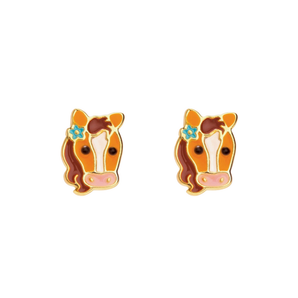 cute girls pony studs earrings