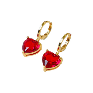pretty Red Heart Dangle Earrings