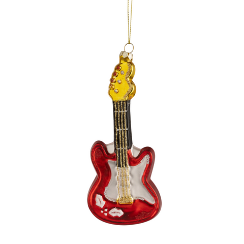 Red Glass Guitar Ornament