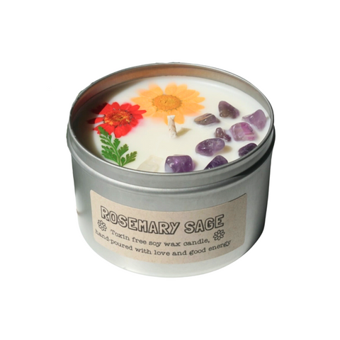 Rosemary Sage Flower Soy Candle