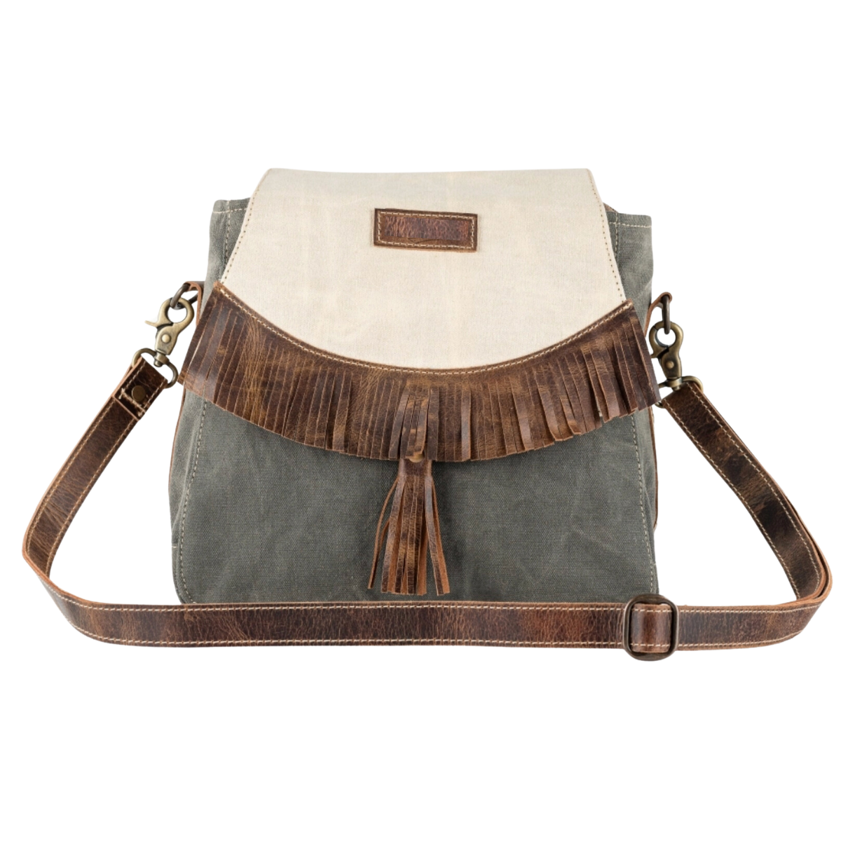 Rugged Canvas and Leather Crossbody Bag