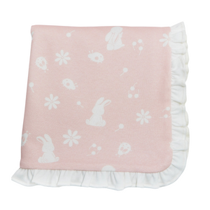 Organic Pink Bunny Receiving Blanket