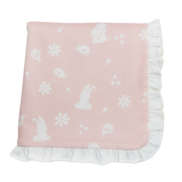 Organic Pink Bunny Receiving Blanket