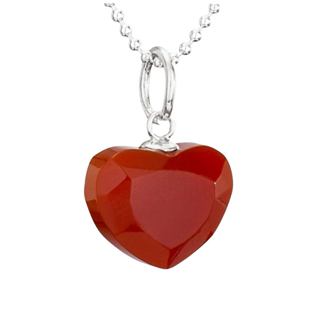 Red Carnelian Heart Sterling Silver Necklace