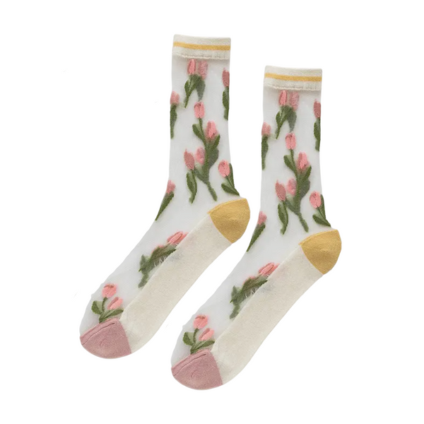 Sheer Tulip Pattern Socks