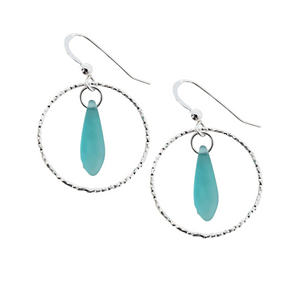Turquoise Artisan Glass & Sterling Silver Circle Earrings