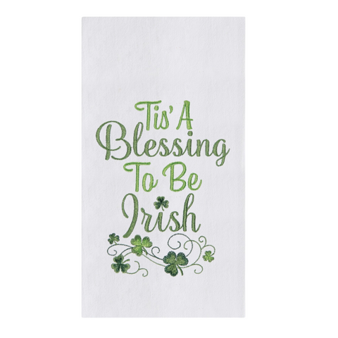 St. Patrick's Day Embroidered Tis' A Blessing To Be Irish Kitchen Towel