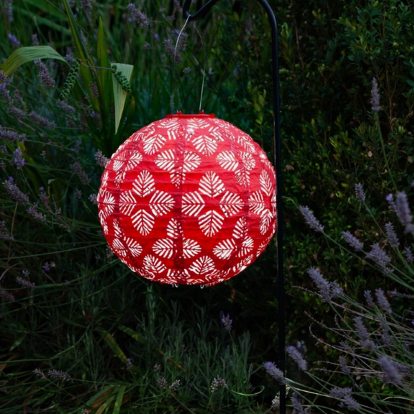 Orange Red Solar Globe Lantern