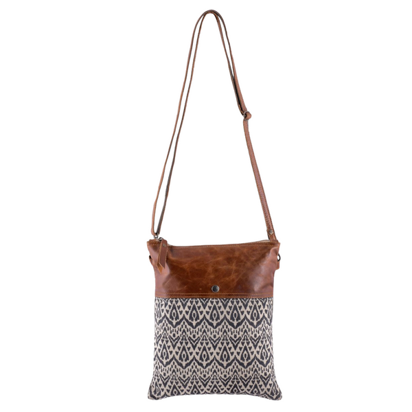 Supine Print Pattern Canvas and Leather Crossbody Bag