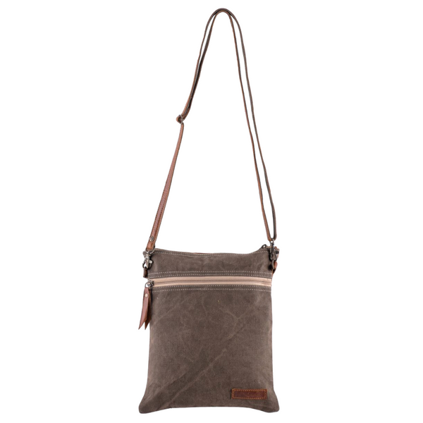 Supine Print Pattern Canvas and Leather Crossbody Bag