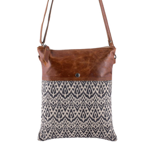 Supine Print Pattern Canvas and Leather Crossbody Bag