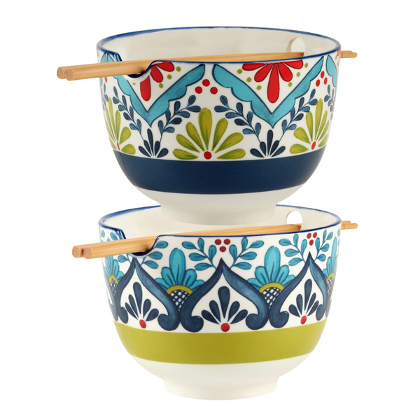 Colorful Floral Ramen Bowls