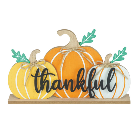 Thankful 3 Pumpkin Tabletop Decor