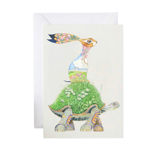 Floral Tortoise & the Hare Greeting Card
