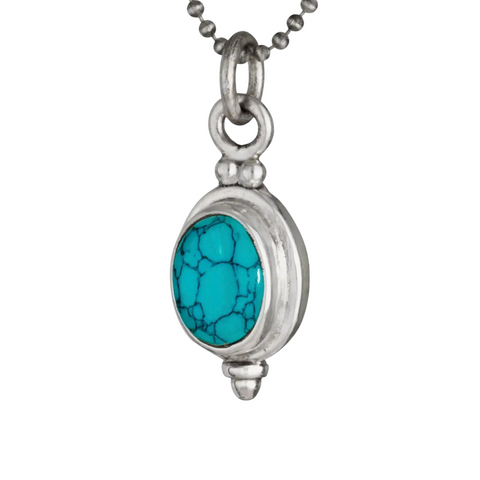 Turquoise Oval Pendant Sterling Silver Necklace
