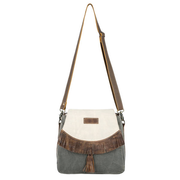 Rugged Canvas and Leather Crossbody Bag