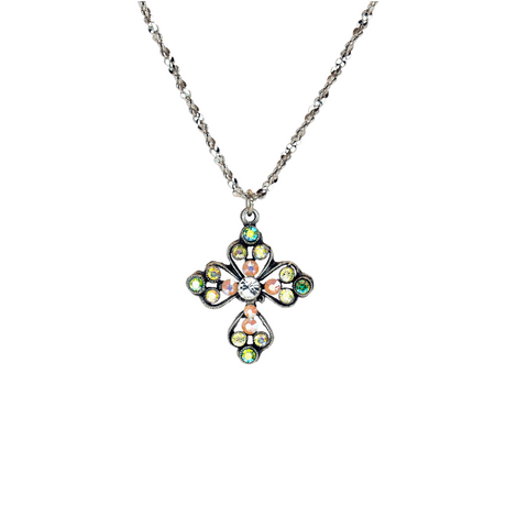 Crystal Filigree Cross Pendant Necklace