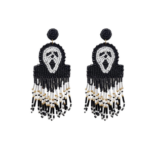 Halloween Beaded Ghost Dangling Earrings