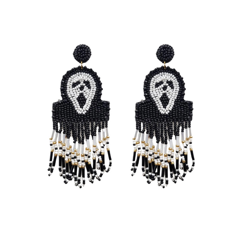 Halloween Beaded Ghost Dangling Earrings