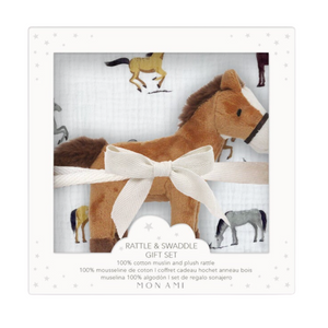 Mon Ami Chantilly Blanket and horse rattle set