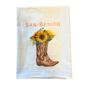 san benito cowboy boots cotton tea towel
