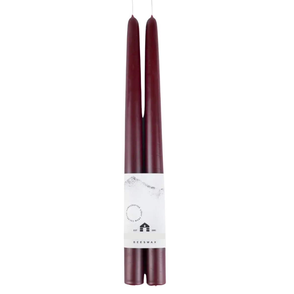 Burgundy Hand-Dipped Beeswax Taper Candles