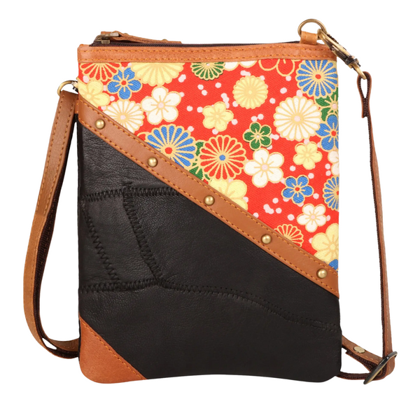 Floral & Black Crossbody Bag