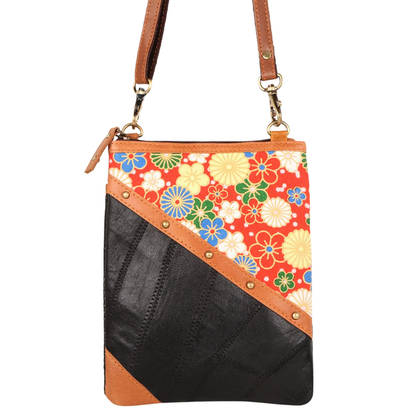 Floral & Black Crossbody Bag