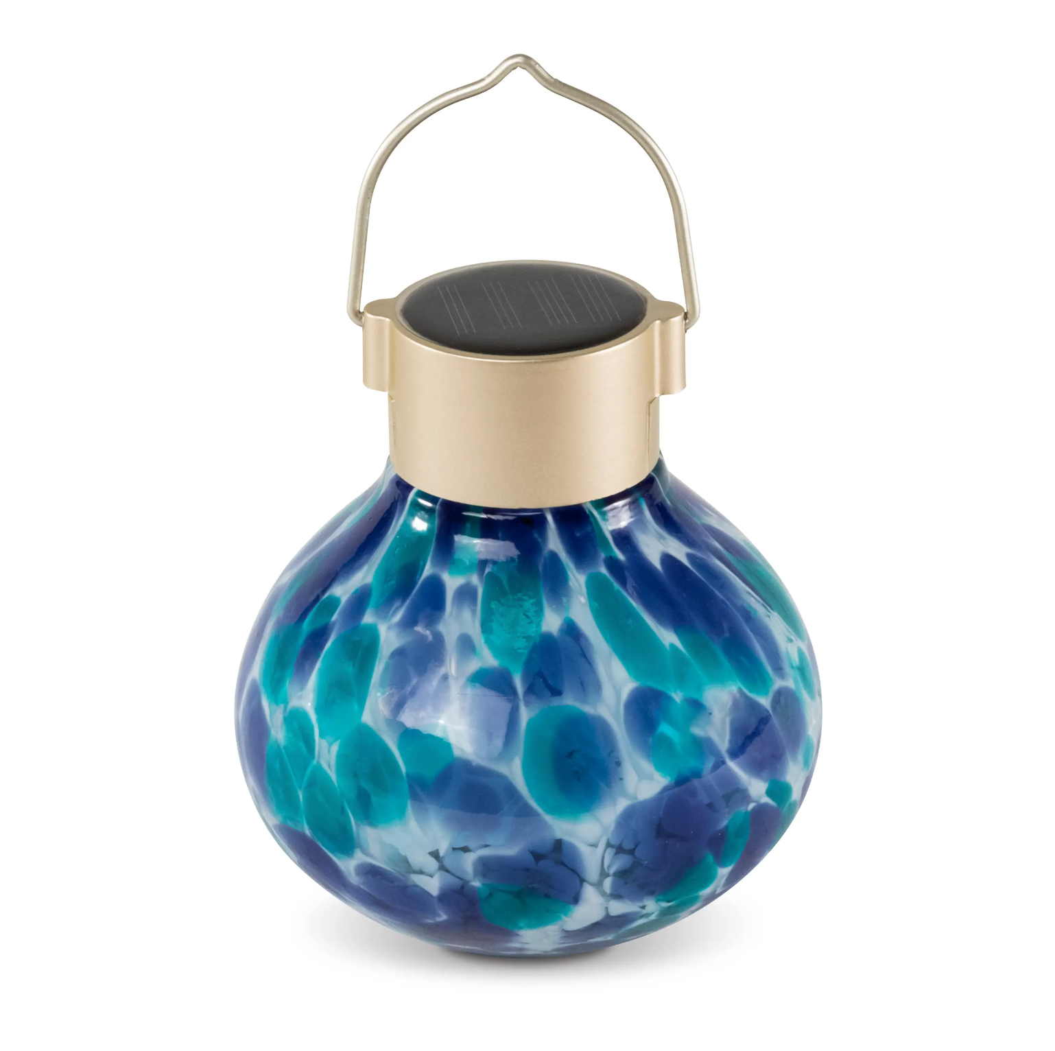 blue pattern solar glass lantern