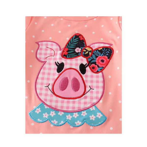 Pink Piggy Ruffle Baby Romper