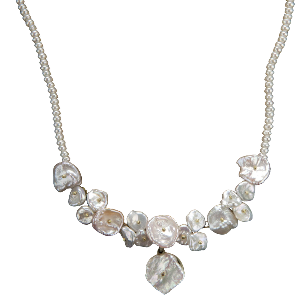 Michael Michaud Silver Dollar Keshi Pearl Necklace 16