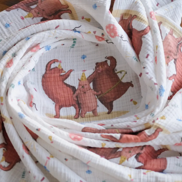 Organic Cotton Baby Blanket - Bear Family