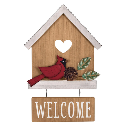 christmas cardinal house welcome sign