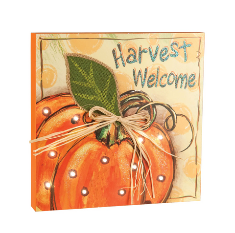 LED harvest pumpkin welcome sign