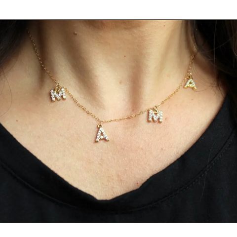 gold mama crystal necklace