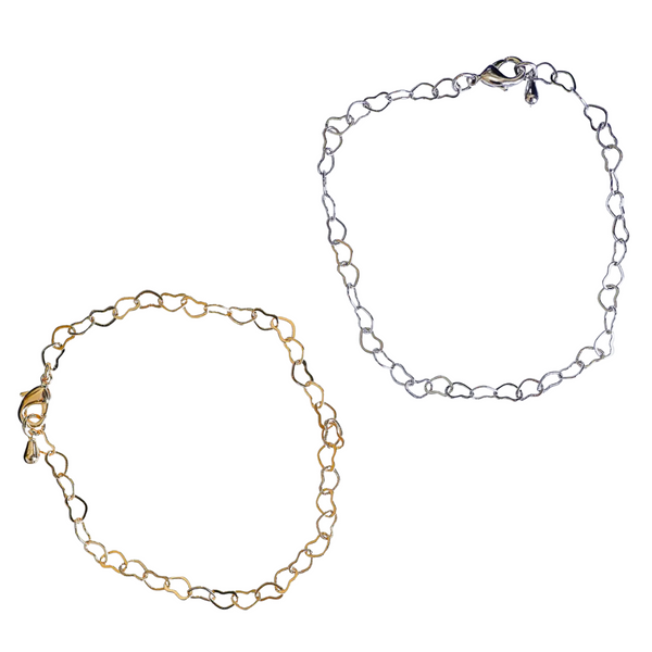silver and gold heart chain bracelet