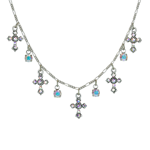 Multi Crystal Cross Necklace