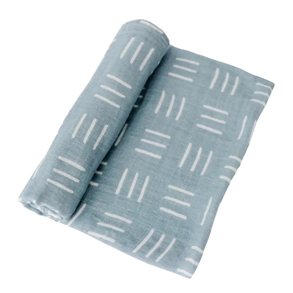 Blue Organic Muslin Swaddle Blanket